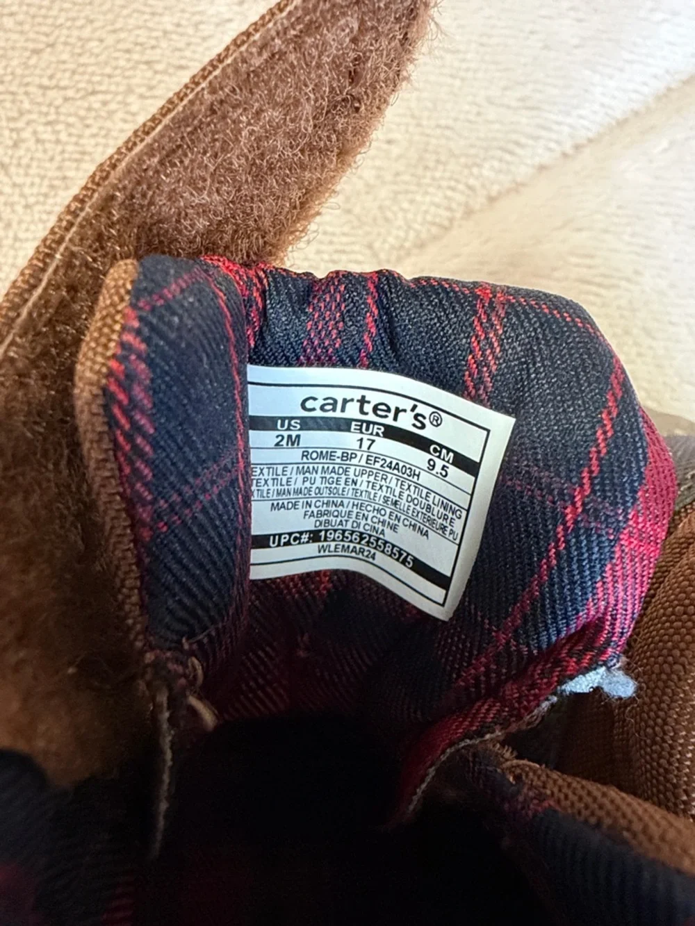 Carter's Brown Baby Walker Shoes with‎ Navy Trim